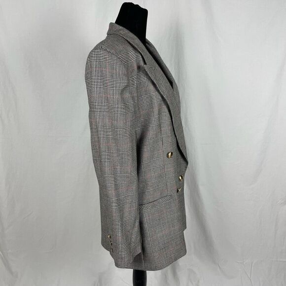 Vintage Wheaton & Katz 100% Wool Plaid Double Breasted Blazer - Women’s 12 - Picture 3 of 7